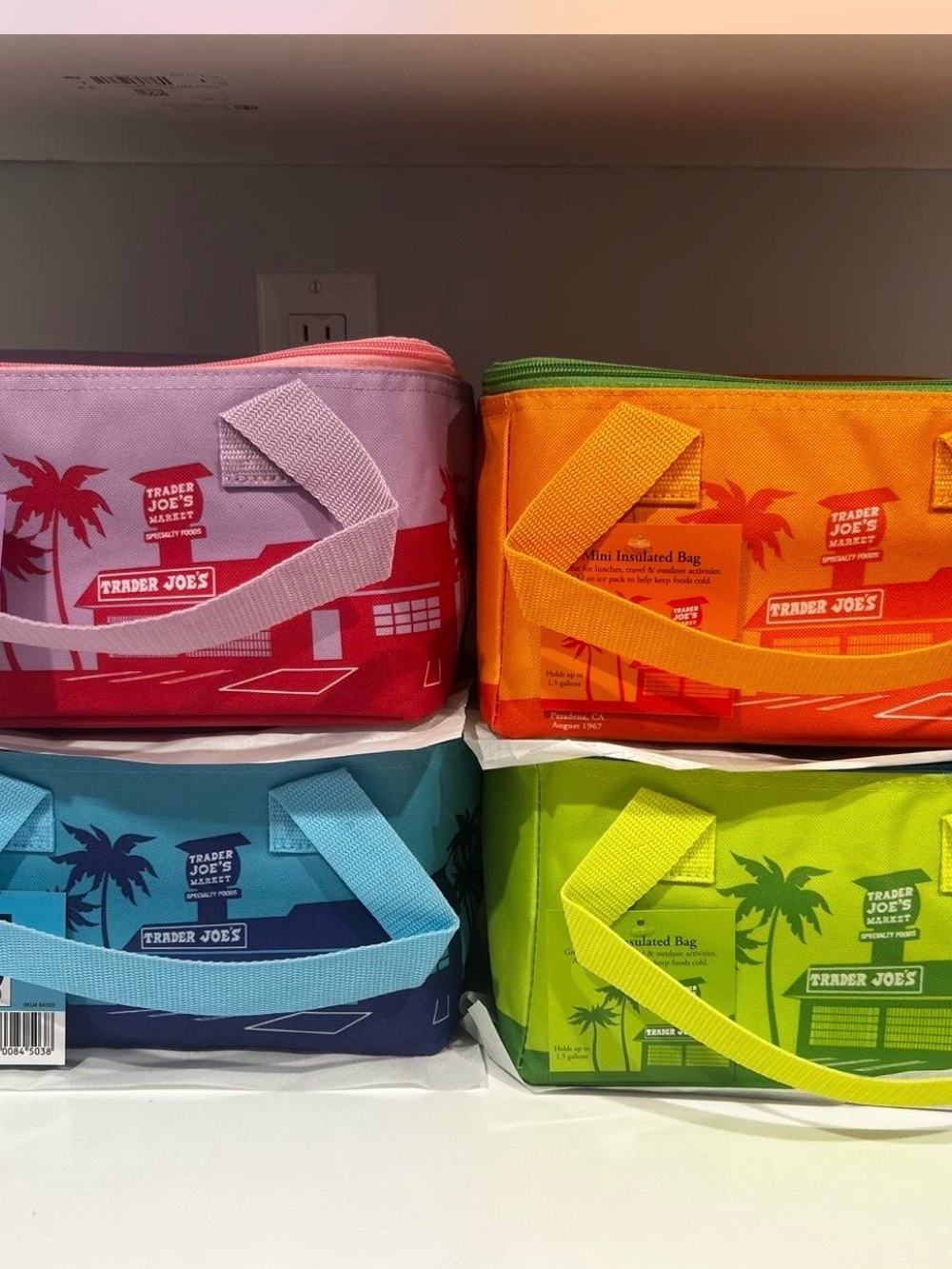 Trader Joe's Assorted Color Insulated Lunch Bag - Green, Orange, Purple, Blue